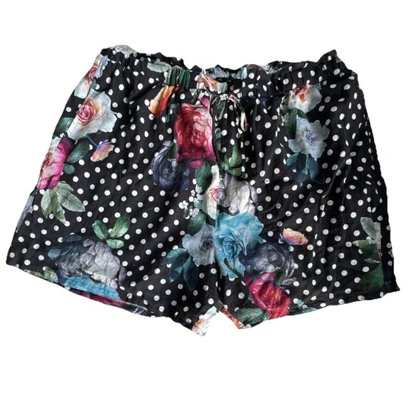 Johnny Was Workshop Size L Polkalona Floral Paperbag Shorts Boho Chic Cotton - Picture 2 of 13